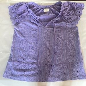 NWOT- Knox Rose Lavender Eyelet Lace Top